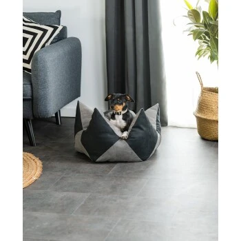 Lionto Hundebett - Kronenkissen Grau/ Schwarz S 2 Lionto Hundebett - Kronenkissen Grau/ Schwarz S – Bild 2